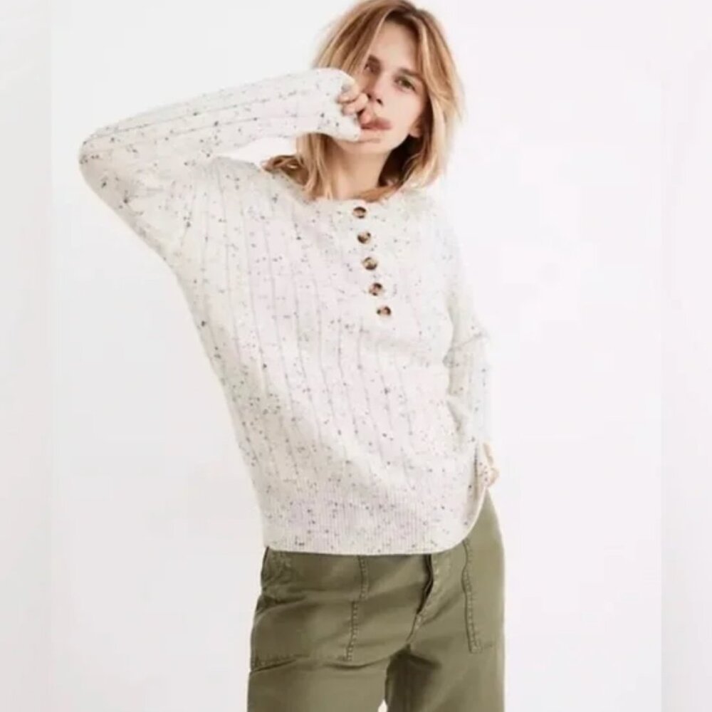 Madewell Donegal Bowden Henley Sweater in Coziest Yarn NB382 (Size S)